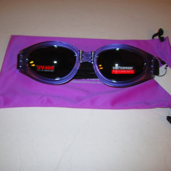 Women Purple Goggles Motorcycle Padded PPE - Picture 5 of 8